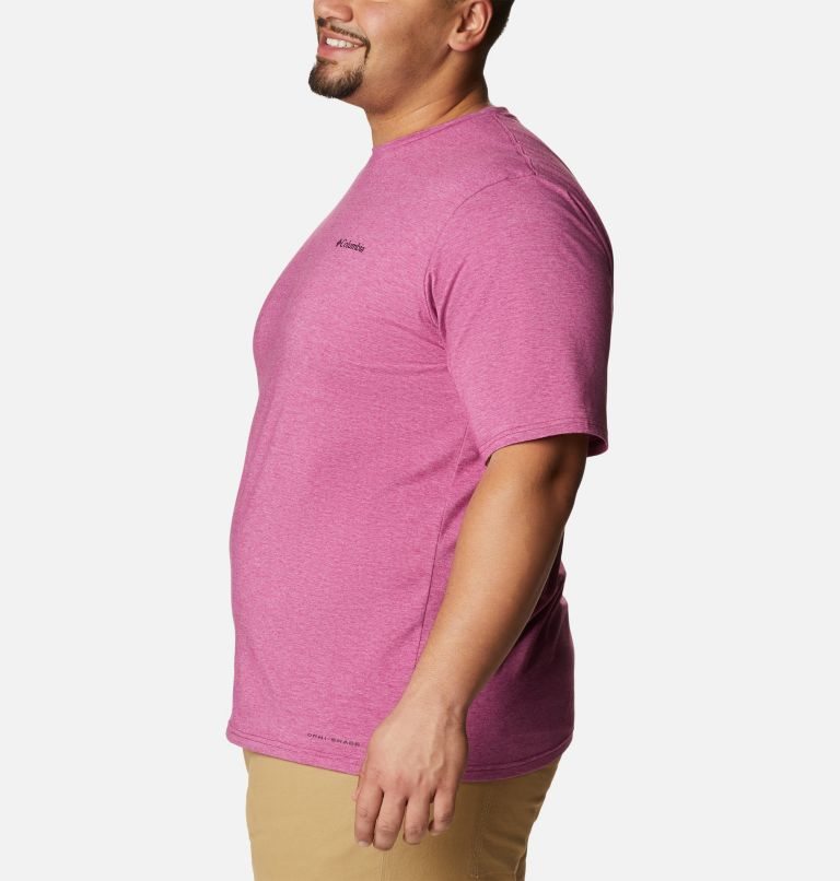 Men's Columbia Sun Trek Short Sleeve T Shirts Fuchsia | Plus Size CA-F501L